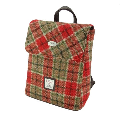 Mood_Company Rugzak Tummel Rood Groen Tartan  - Mini - 26x21x12 - Harris Tweed - Glen Appin of Scotland