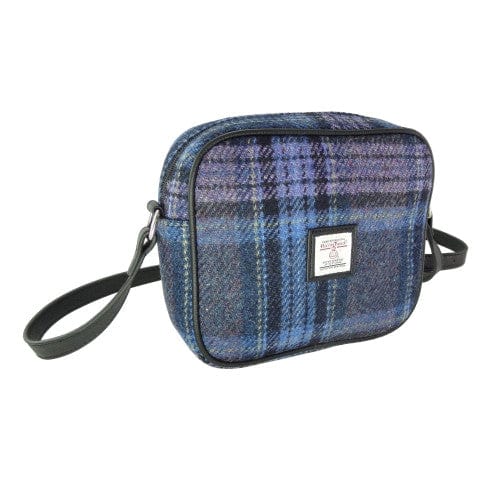 Mood_Company Schoudertas Almond Blauw en paars stewart Tartan  - 19x21x7 - Harris Tweed - Glen Appin of Scotland