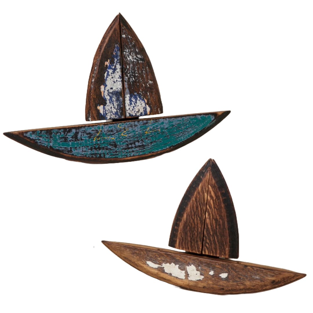 MoodCompanyNL - Muur element zeilboot van oude whiskyvaten - ca 20 - 30 cm - Handgemaakt - Darach Scotland - 6151206275281