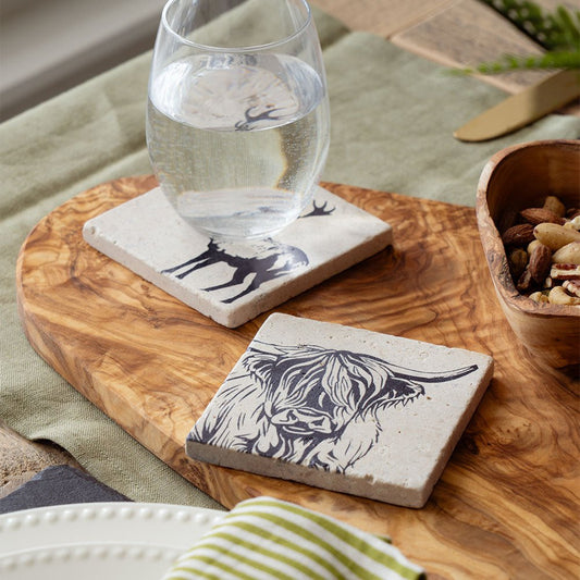Mood Company - Onderzetter Schotse Hooglander - Natuursteen - Selbrae House Scotland - 5061097546029