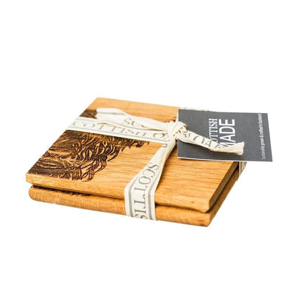 Onderzetters Schotse Hooglander - Schots Eikenhout - Scottish Made by MoodCompanyNL