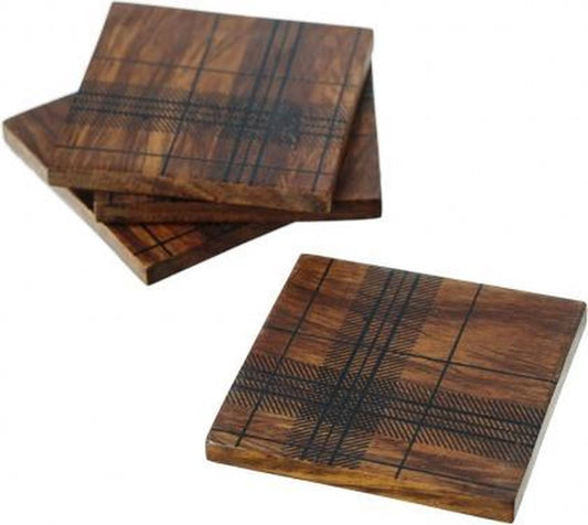 MoodCompanyNL - Onderzetters Tartan - Zeer Stijlvol - Sheesham hout - Just Slate Company Scotland - 5060426281778