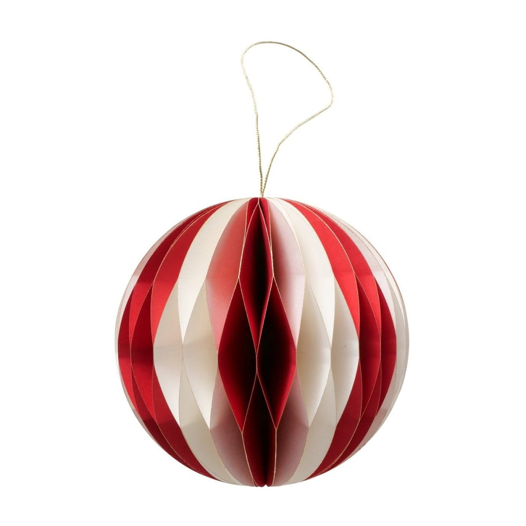 MoodCompanyNL - Papieren kerstbal - wit - rood - 12,7 cm - Boltze - 4066076446674