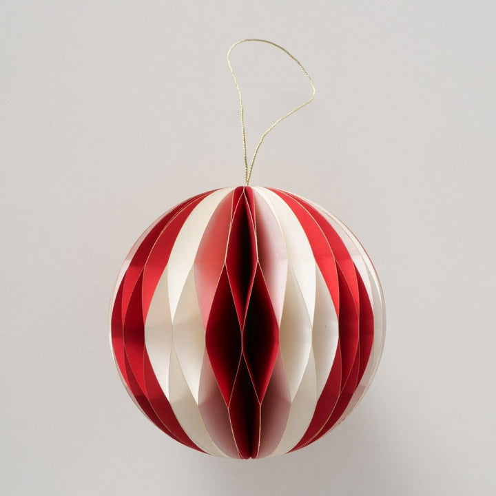 MoodCompanyNL - Papieren kerstbal - wit - rood - 12,7 cm - Boltze - 4066076446674