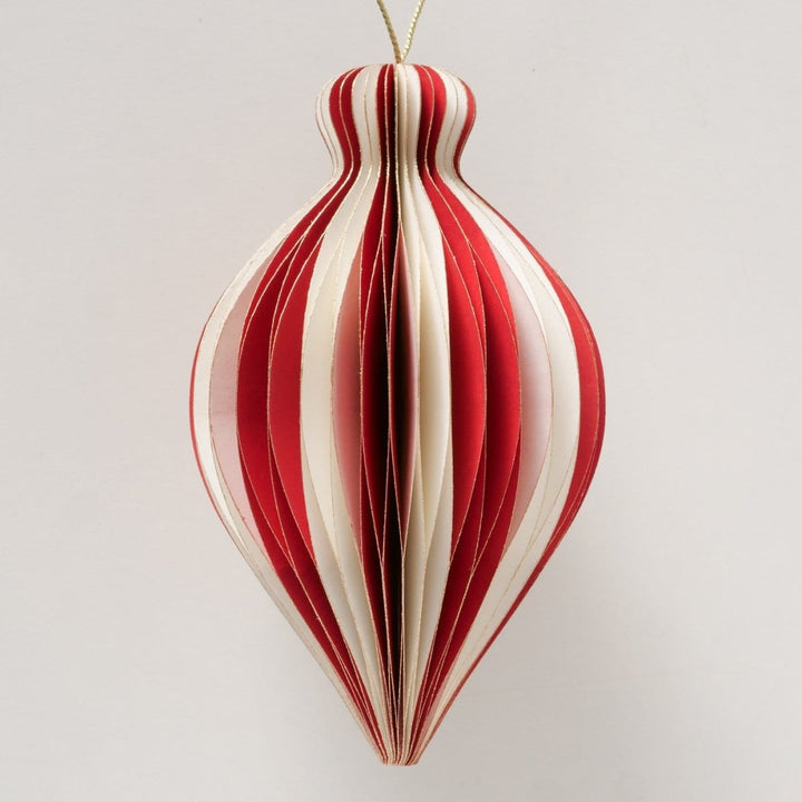 MoodCompanyNL - Papieren kerstboomhanger - wit - rood - 12,5 cm - Boltze - 4066076446667