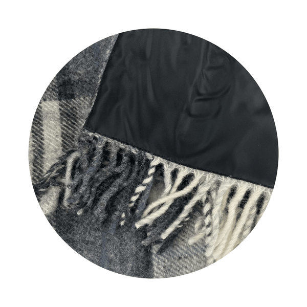 MoodCompanyNL - Picknickkleed Polo Cottage Grijs Zwart - Wol - Leren Draagset - Waterdicht - 145x183cm - Tweedmill - 5060445891774