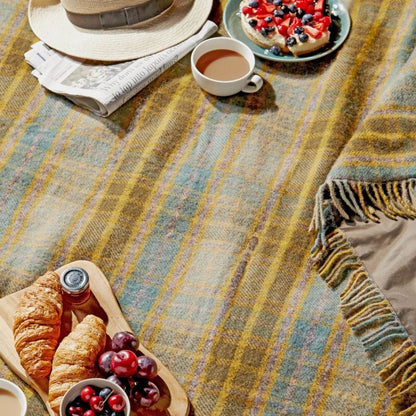 MoodCompanyNL - Picknickkleed Polo Cottage - Wol - Leren Draagset - Waterdicht - 145x183cm - Tweedmill - 5060958302606