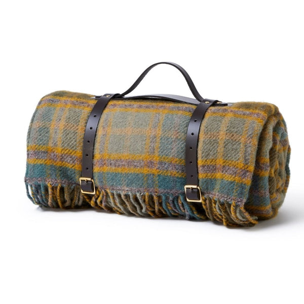 MoodCompanyNL - Picknickkleed Polo Cottage - Wol - Leren Draagset - Waterdicht - 145x183cm - Tweedmill - 5060958302606
