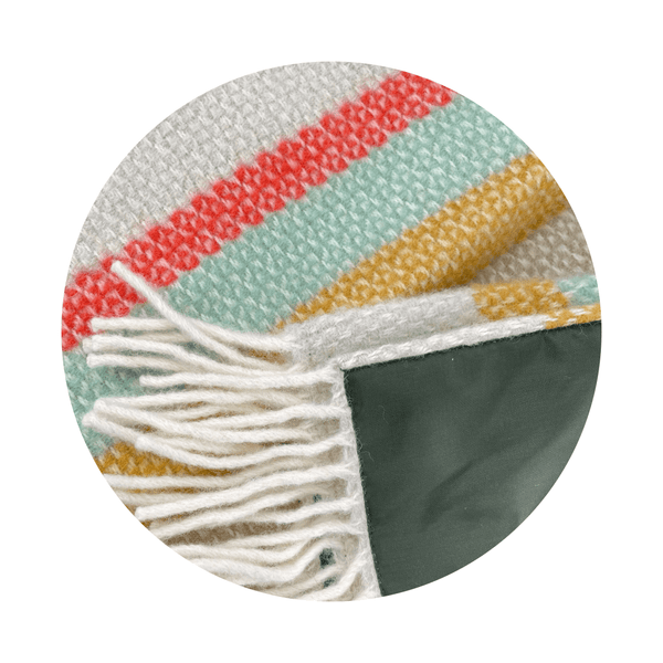 MoodCompanyNL - Picknickkleed Polo Gestreept Spring - Wol - Leren Draagset - Waterdicht - 145x183cm - Tweedmill - 5060674579689