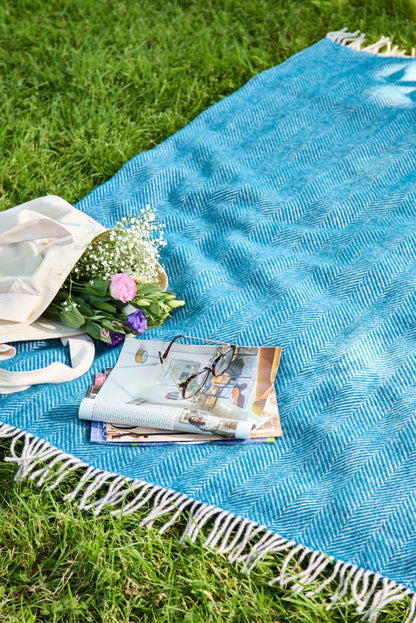 Mood Company - Picknickkleed Polo Teal and Hazel - Wol - Waterdicht - 150x183cm - Tweedmill - 5060958307120