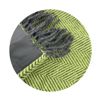 Picknickkleed Polo Visgraat Heldergroen met Donkergrijs - Wol - Waterdicht - 145x183cm - Tweedmill by MoodCompanyNL