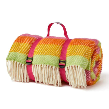 Picknickkleed Polo Visgraat Vrolijk Gestreept - Wol - Waterdicht - 145x183cm - Tweedmill by MoodCompanyNL