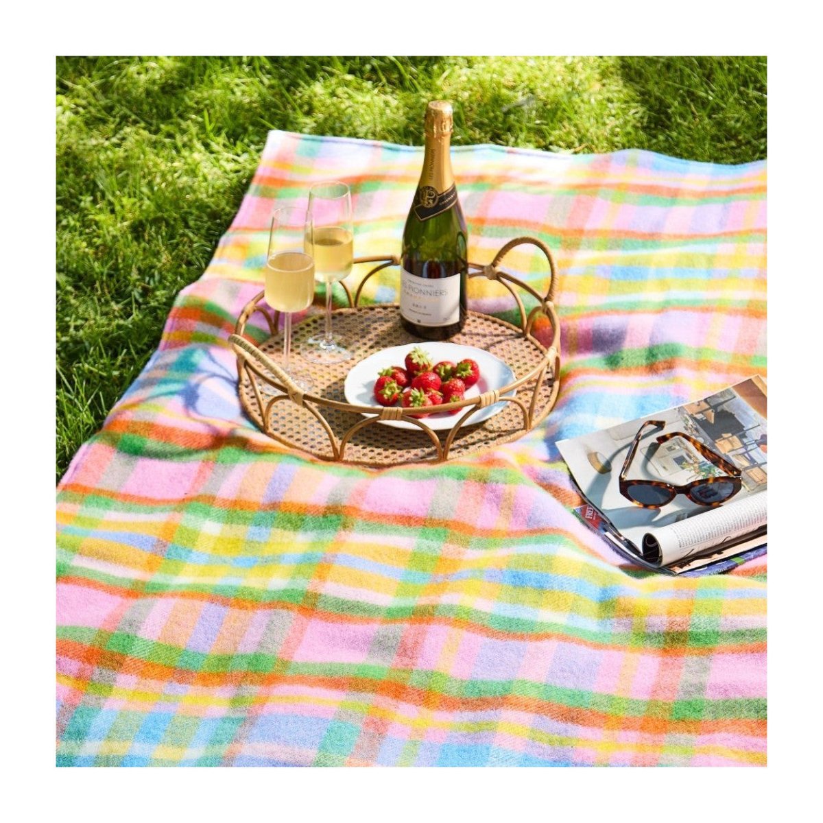 Mood Company - Picknickkleed Rainbow Check - Festival - Waterdicht - 137x170cm - Tweedmill - 5060958306499