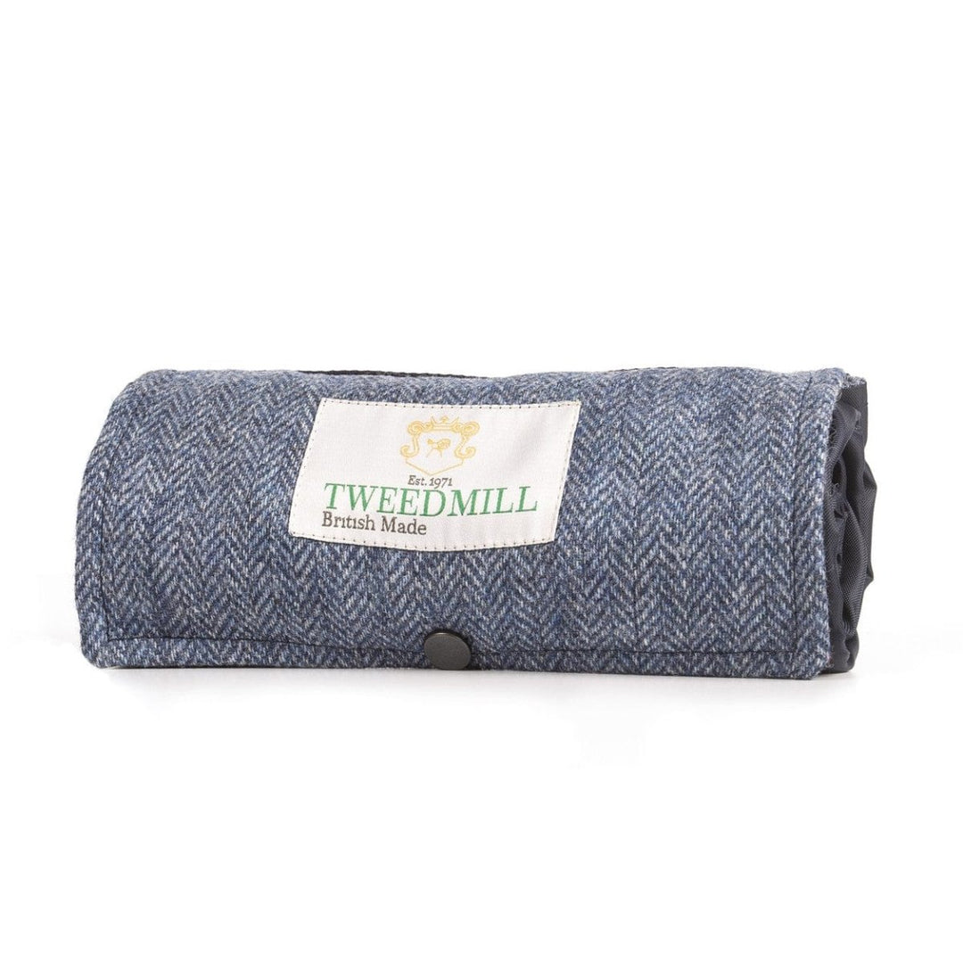 MoodCompanyNL - Picknickkleed Walker Visgraat Blauw - Tweed - Waterdicht - 66 × 98cm - Tweedmill - 5060674576787