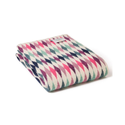 Mood Company - Plaid Harlequin Roze met Festonsteek - 140x200 - Nieuw Wol - Tweedmill UK - 5060958308288