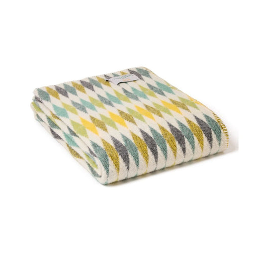 Mood Company - Plaid Harlequin Yellow Geel met Festonsteek - 140x200 - Nieuw Wol - Tweedmill UK - 5060958308301