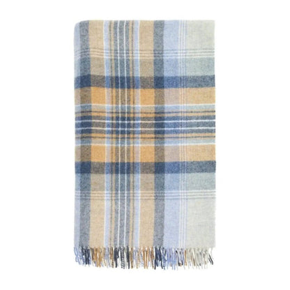 Mood Company - Plaid Kintyre Blauw - Shetland Lamswol - 140x185 - Bronte by Moon Scotland - 6151206788729