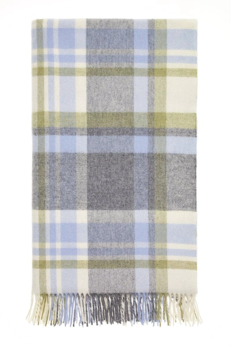 Plaid Portree Grijs Lichtblauw - Merino lamswol - 140x185 - Bronte by Moon Scotland by MoodCompanyNL