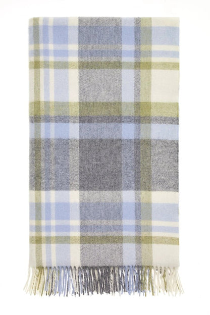 Plaid Portree Grijs Lichtblauw - Merino lamswol - 140x185 - Bronte by Moon Scotland by MoodCompanyNL