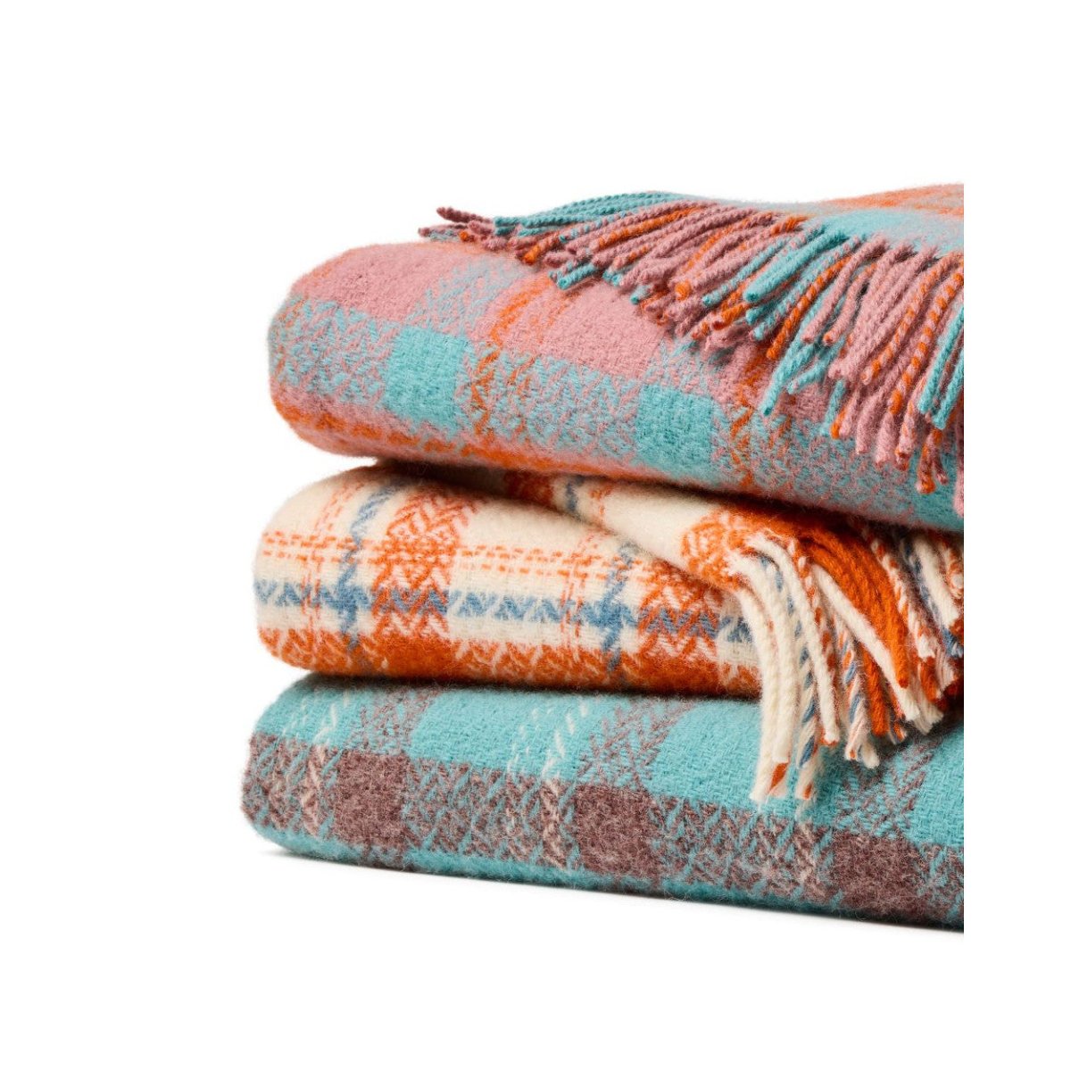 Mood Company - Plaid Trio Check Llwyd Oranje-Wit - 150x183 - Nieuw Wol - Tweedmill UK - 5060958308257