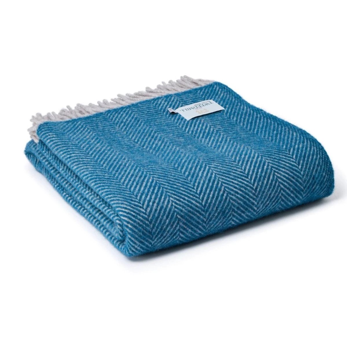 Plaid Visgraat Blauw met Grijs - 150x183 - Nieuw Wol - Tweedmill UK by MoodCompanyNL