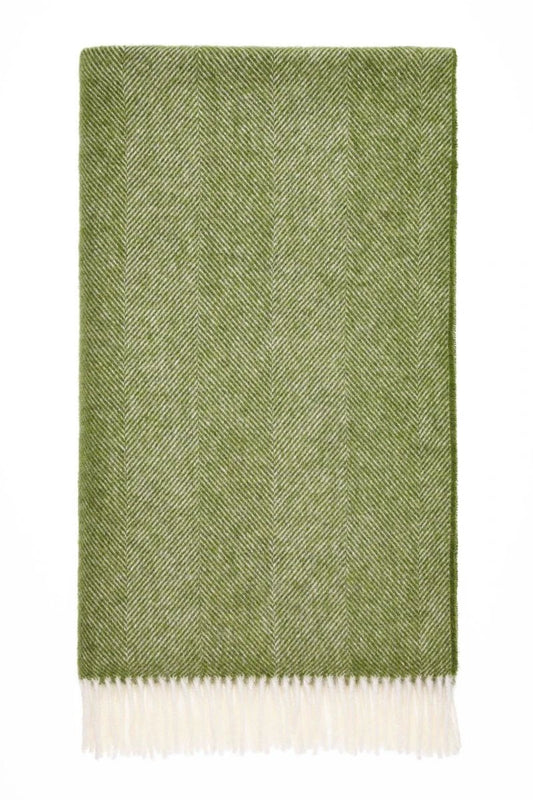 Plaid Visgraat Groen (Apple) - Shetland Lamswol - 140x185 - Bronte by Moon Scotland by MoodCompanyNL