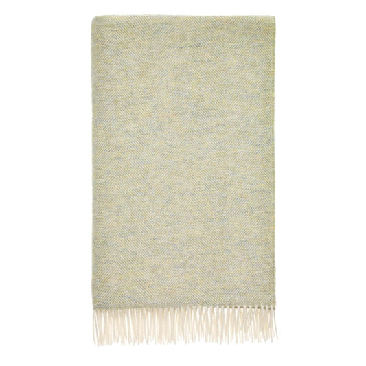 MoodCompanyNL - Plaid Visgraat Licht Naturel Groen (Light Sage) - Shetland Lamswol - 140x185 - Bronte by Moon Scotland - 5057900121569