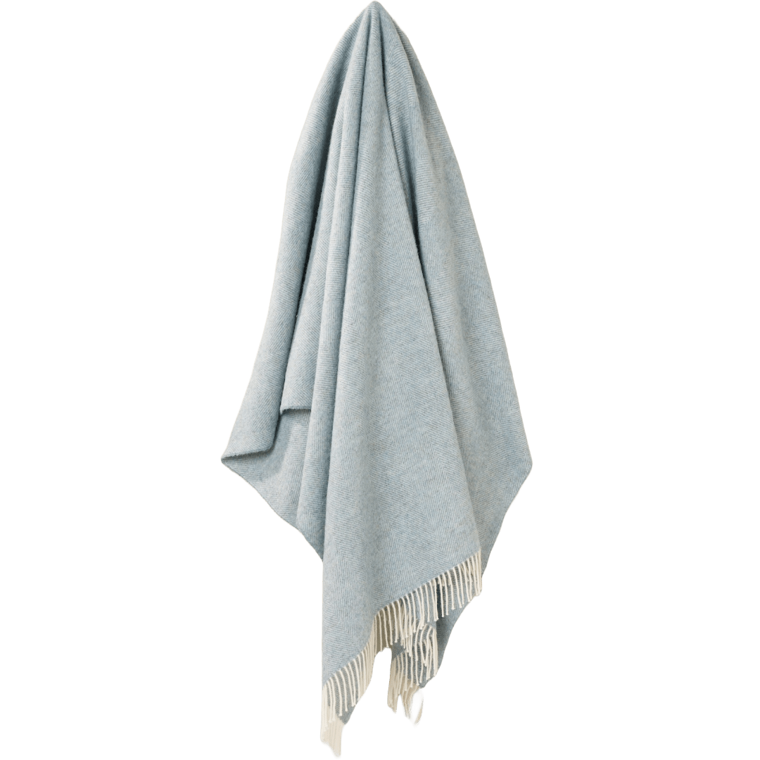 MoodCompanyNL - Plaid Visgraat Lichtblauw (Duck Egg) - Shetland Lamswol - 140x185 - Bronte by Moon Scotland - 5057900121514