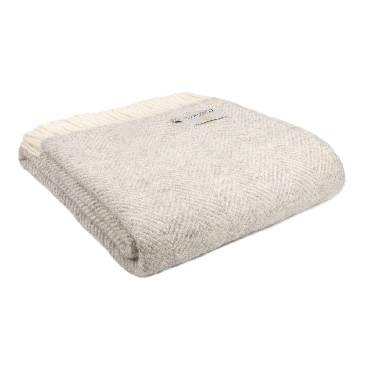 MoodCompanyNL - Plaid Visgraat Zilver Grijs - 150x183 - Nieuw Wol - Tweedmill UK - 5060067707248
