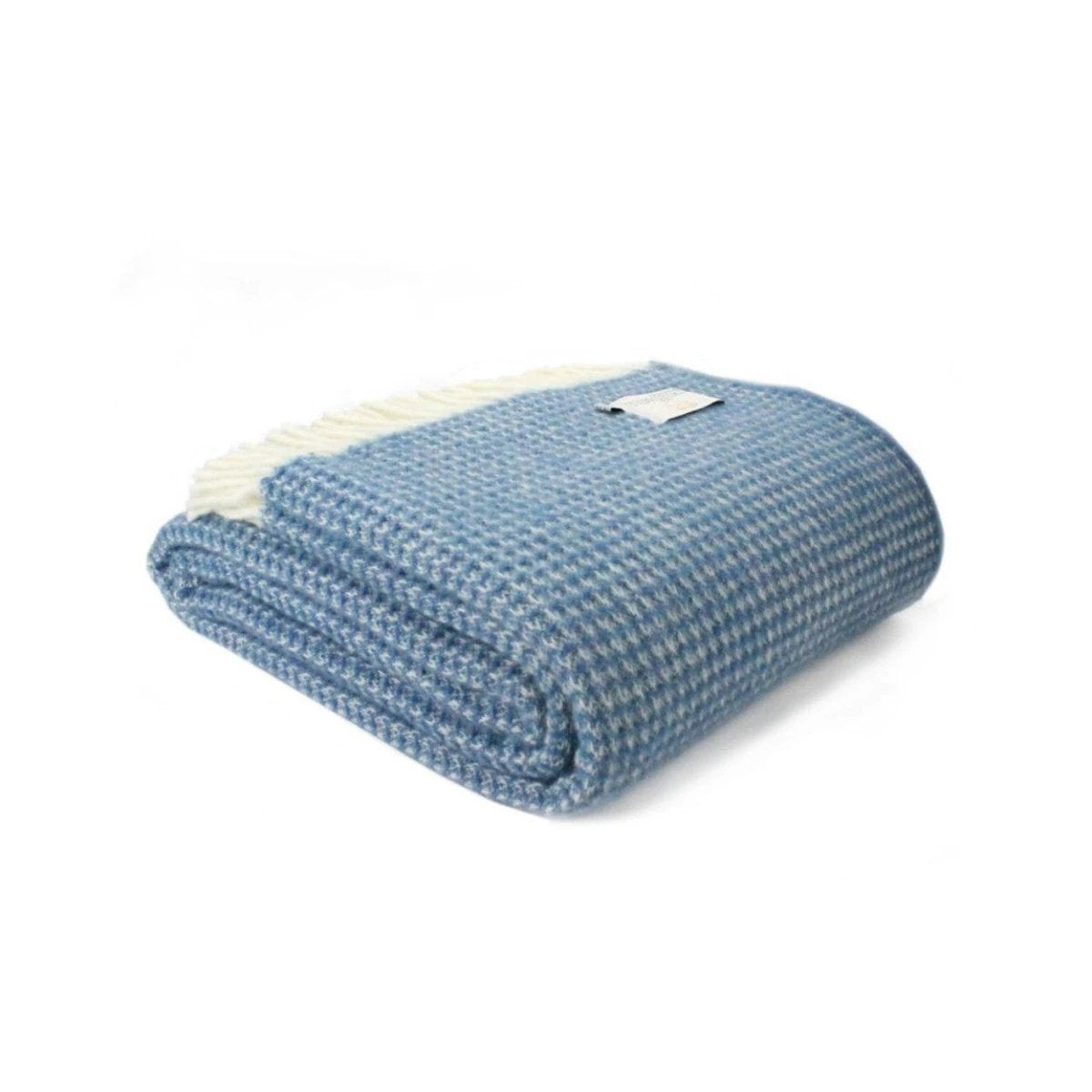 Plaid Waffle Blauw - 140x240 - Nieuw Wol - Tweedmill UK by MoodCompanyNL