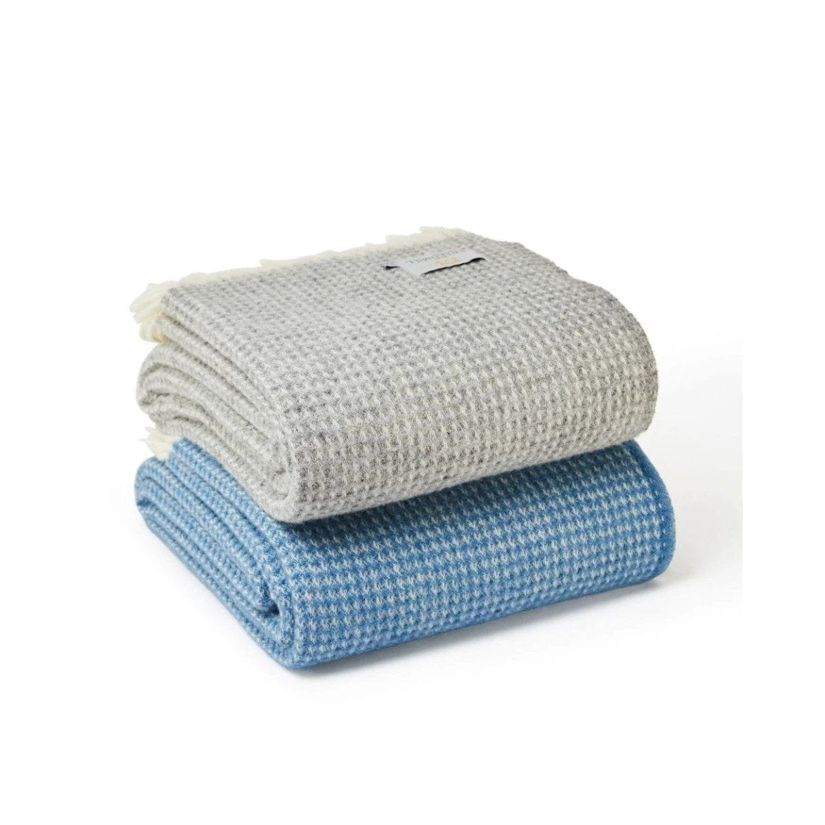 Plaid Waffle Blauw - 140x240 - Nieuw Wol - Tweedmill UK by MoodCompanyNL