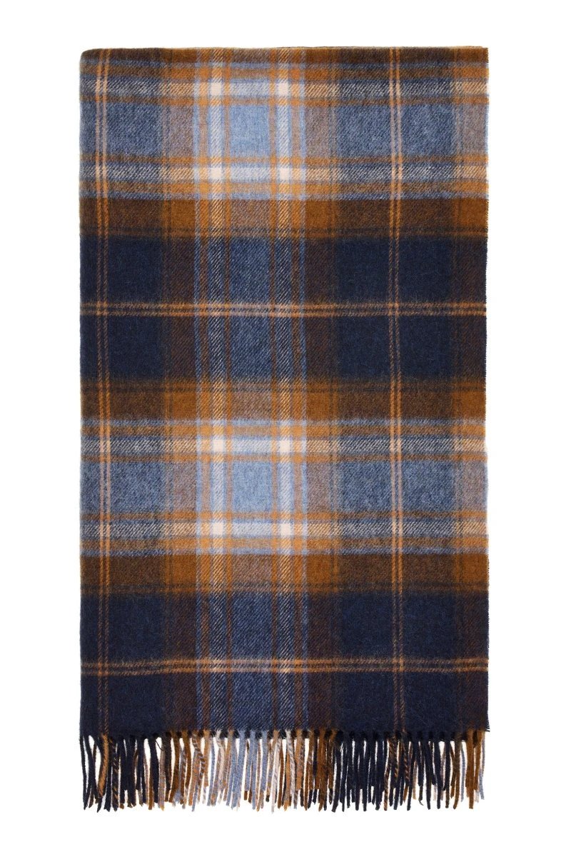Plaid Winterton Merino Blauw - Merino Lamswol - 140x185 - Bronte by Moon Scotland by MoodCompanyNL