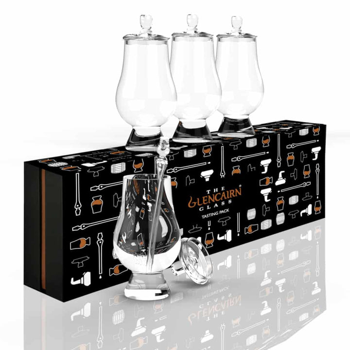 MoodCompanyNL - Proeverijset met 4 Whiskyglazen 4 Proeferijdoppen en 1 Pipette - Geschenkverpakking - Glencairn Crystal Scotland - 6095633047045