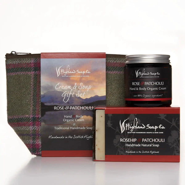 Rose & Patchouli – Bloemig & Zwoel - Cadeauset Zeep & Crème – Zeep, Bodycrème & Toilettas by MoodCompanyNL