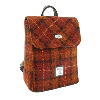 MoodCompanyNL - Rugzak Tummel Bruin met Oranje - Mini - 26x21x12 - Harris Tweed - Glen Appin of Scotland - 5060959020257