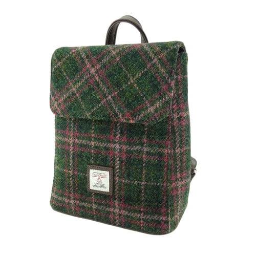 Rugzak Tummel Groen en Roze (Plum) - Mini - 26x21x12 - Harris Tweed - Glen Appin of Scotland by MoodCompanyNL