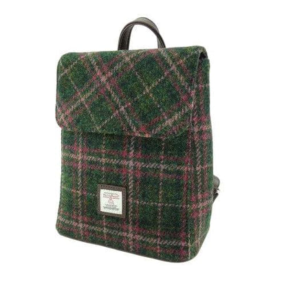 Rugzak Tummel Groen en Roze (Plum) - Mini - 26x21x12 - Harris Tweed - Glen Appin of Scotland by MoodCompanyNL