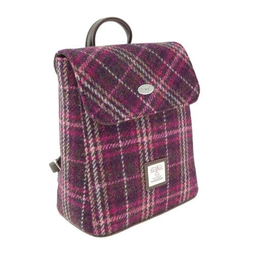 MoodCompanyNL - Rugzak Tummel Paars Geruit - Mini - 26x21x12 - Harris Tweed - Glen Appin of Scotland - 5060959023296