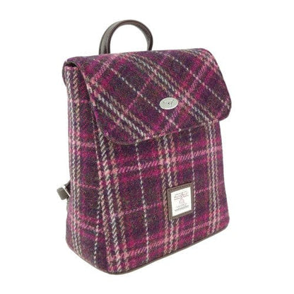 MoodCompanyNL - Rugzak Tummel Paars Geruit - Mini - 26x21x12 - Harris Tweed - Glen Appin of Scotland - 5060959023296