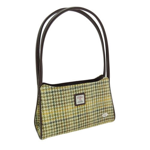 Mood Company - Schoudertas Fiddich Geel, groen, bruin dogtooth - Small - Ritssluiting - Harris Tweed - Glen Appin of Scotland - 5060631378416