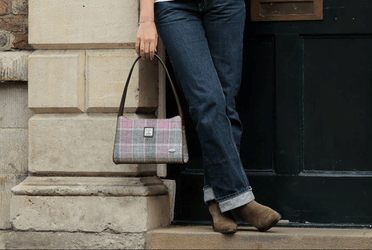 Mood Company - Schoudertas Fiddich Zacht Roze Buchanan - Small - Ritssluiting - Harris Tweed - Glen Appin of Scotland - 5060959027096