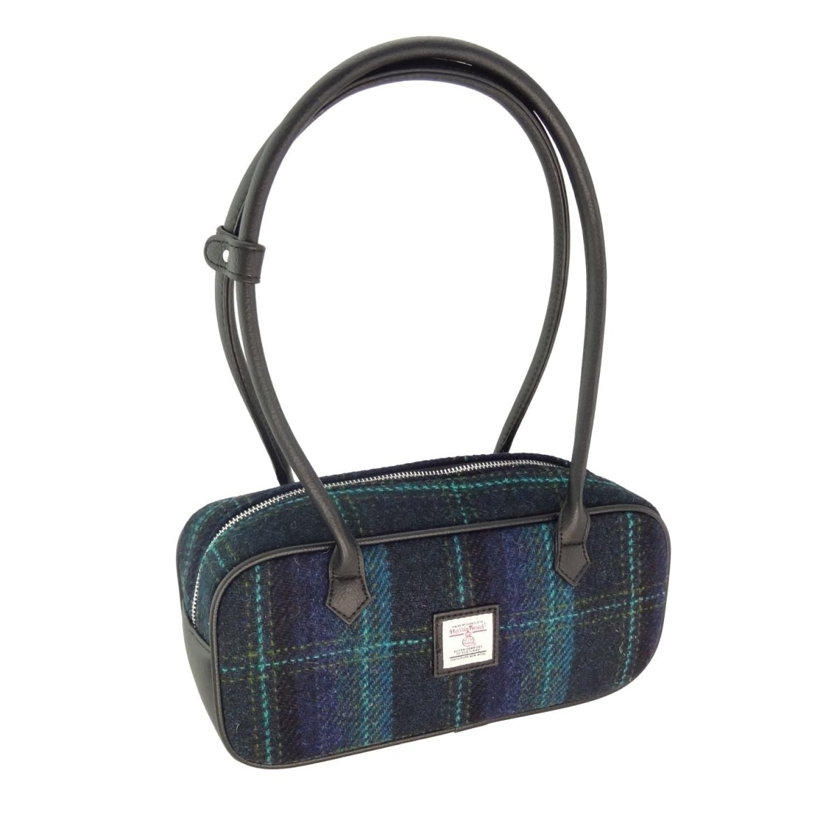 Mood Company - Schoudertas Tora Blauw met Turquoise - 28x12x9 - Harris Tweed - Glen Appin of Scotland - 5061035016386