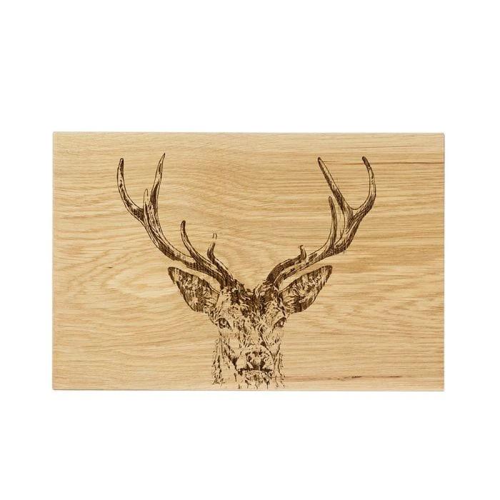 Serveerplank Edelhert (Stag Prince) - 30x20 - Schots Eikenhout - Scottish Made by MoodCompanyNL