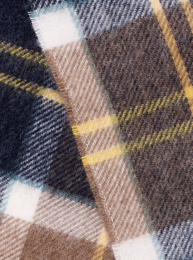 MoodCompanyNL - Sjaal Woodhouse Blauw Geel (Denim Yellow) - Meriono Lamswol - 25 x 190 - Bronte by Moon Scotland - 6095632494420