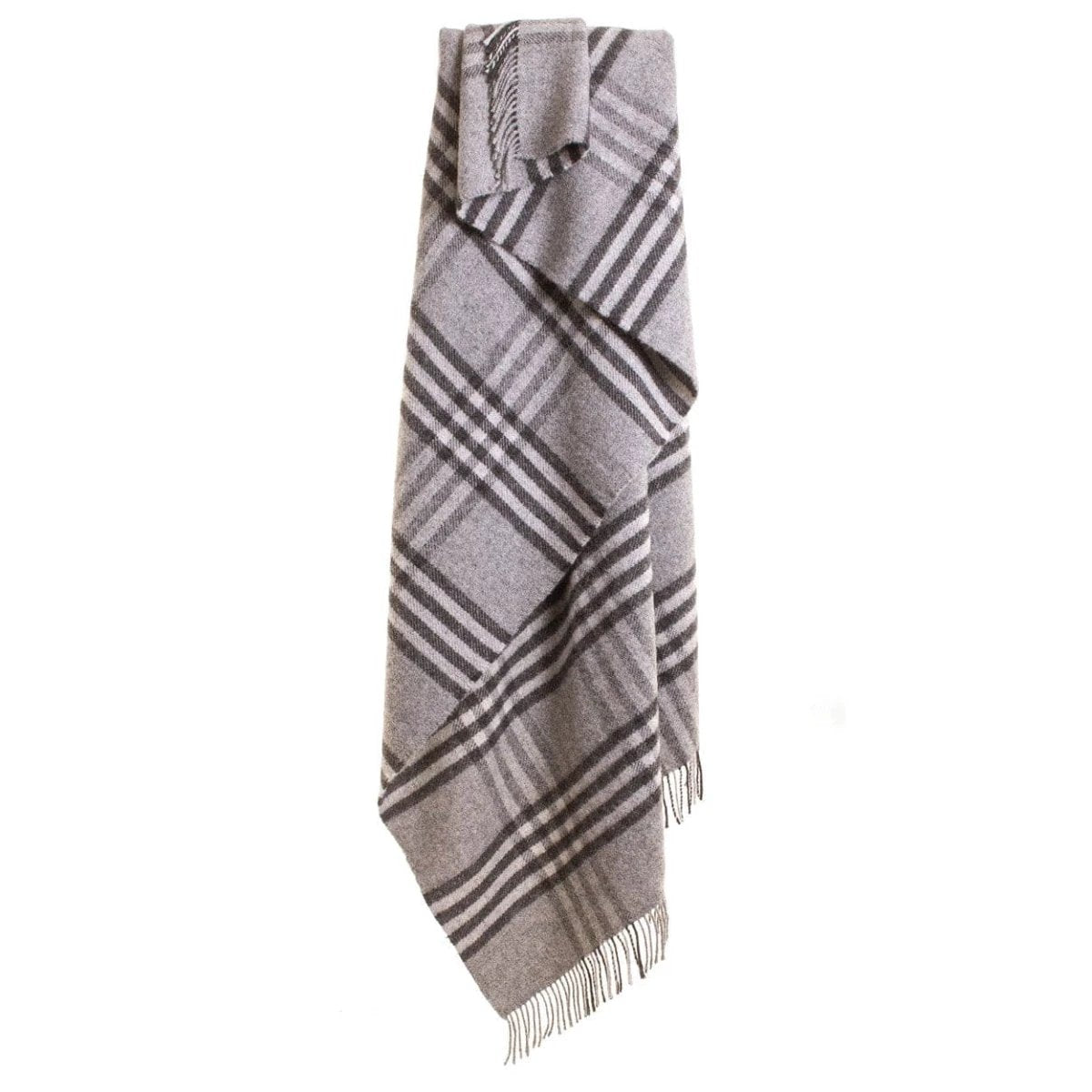 Sprei Grote Schotse Ruit Grijs - 140x240 - Nieuw Wol - Tweedmill UK by MoodCompanyNL