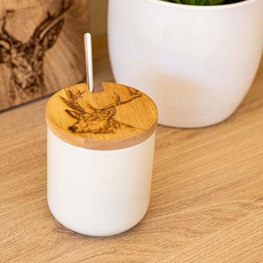 MoodCompanyNL - Suiker - of jampot met lepel Edelhert - 9x8 - Scottish Made - 5060949551525