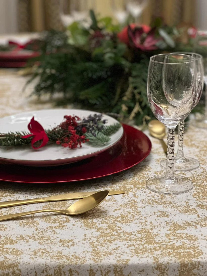 MoodCompanyNL - Tafelkleed Wit met Goud XL - 140x300 - Katoen - Mood Company - 6095632428432