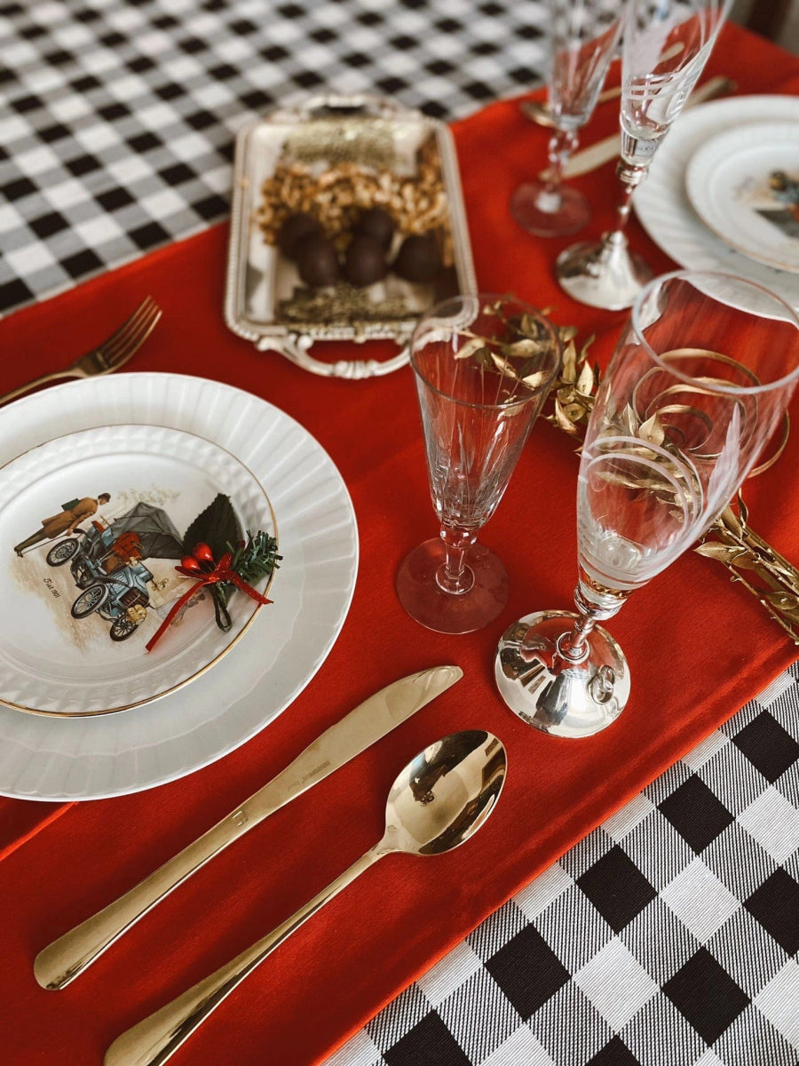 MoodCompanyNL - Tafelkleed Zwart Wit geblokt XL - 140x300 - Katoen - Mood Company - 6095634627604