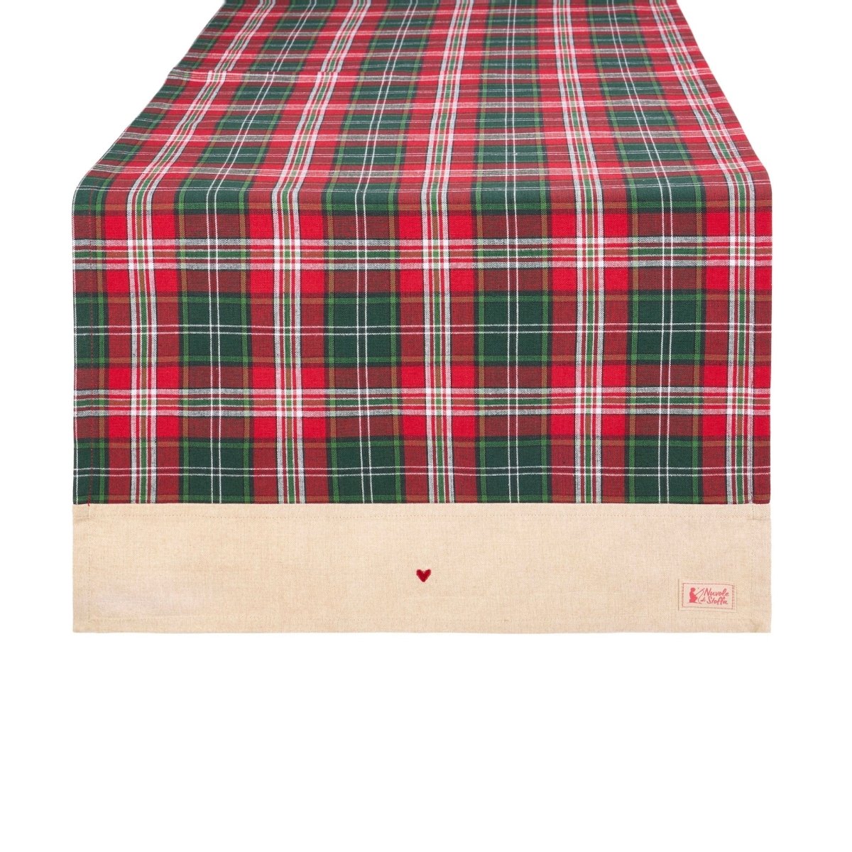 MoodCompanyNL - Tafelloper beige met schotse ruit - 50 x 150 cm - queen - Nuvole di Stoffa - 8059037628352