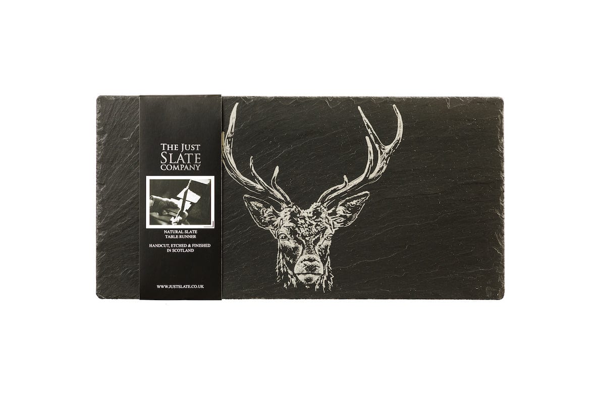 MoodCompanyNL - Tafelloper Edelhert - Gegraveerd - 50x25 - Leisteen - Just Slate Company Scotland - 5060718717770